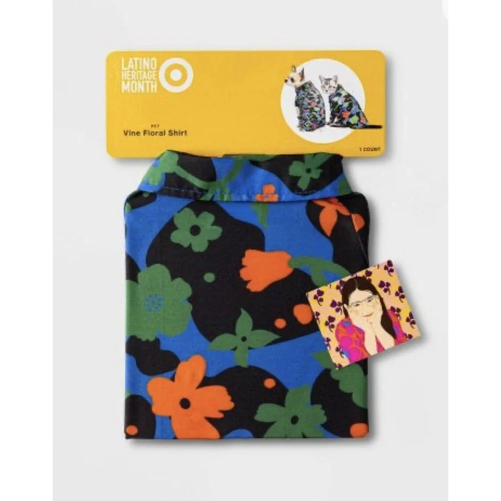 Hawaiian dog shirt Latino Heritage floral luau Pet Dog Cat Shirt Blue Small NWT